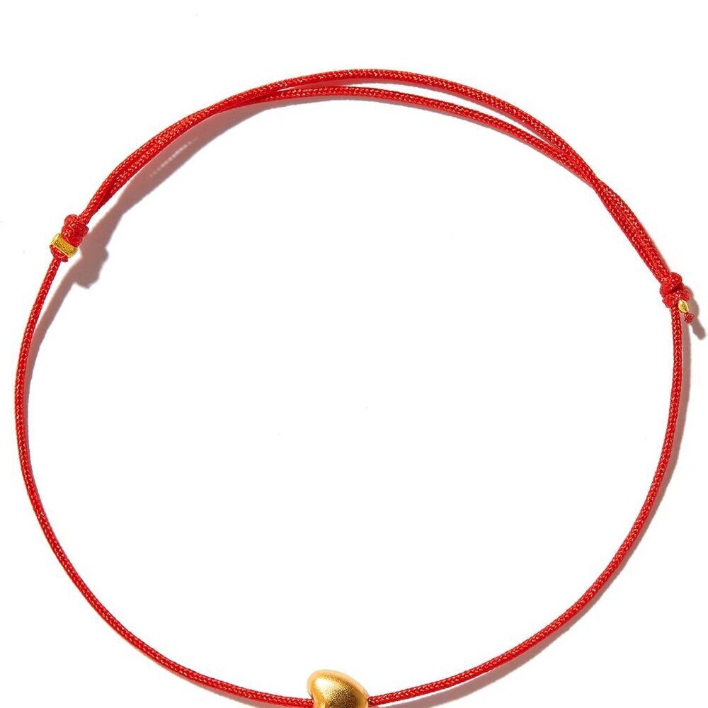 Gold Plated Shiny 6mm Heart Charm Red String Love Bracelet